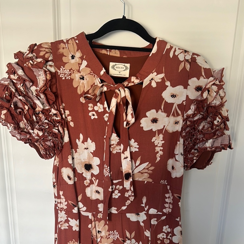 Joyfolie Multicolored Ruffled Flutter Sleeve Blou… - image 1